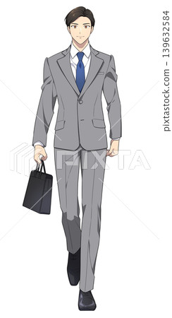 Illustration of a working man walking Illustration of a working man walking 139632584