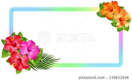 芙蓉花相框，裝飾相框，夏季，清爽，16:9 139632646
