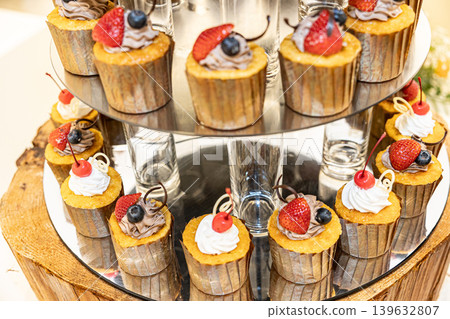 Image of afternoon tea Image of sweets such as cupcakes Image of afternoon tea Image of sweets such as cupcakes 139632807