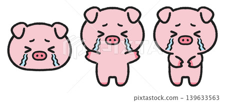 一組哭泣的豬的插圖 一組哭泣的豬的插圖 139633563