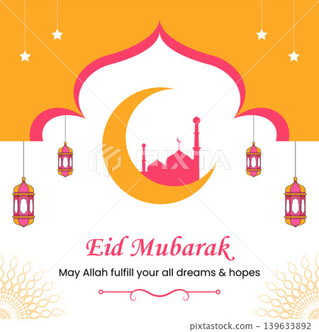 Eid Mubarak Arabic Islamic Luxury Ornamental Background with Islamic Pattern and Decorative Lantern Ornaments Eid Mubarak Arabic Islamic Luxury Ornamental Background with Islamic Pattern and Decorative Lantern Ornaments 139633892