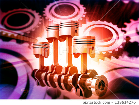 Engine piston on abstract background Engine piston on abstract background 139634270