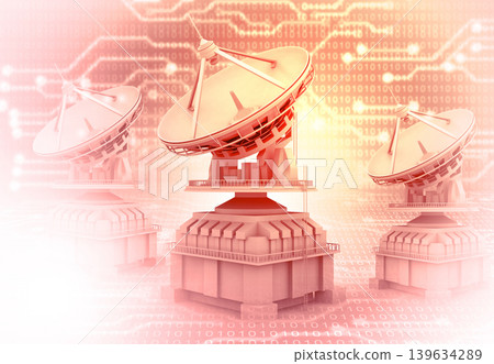 Satellite dish on hightech circuit background 139634289