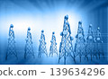 Telecommunication tower Antenna on blue background 139634296