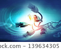 Network cables with binary code fiber optic background 139634305