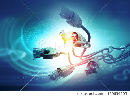 Network cables with binary code fiber optic background Network cables with binary code fiber optic background 139634305