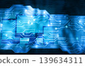 Modern computers under circuit background 139634311