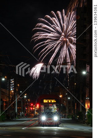 Trams and fireworks displays Trams and fireworks displays 139634361