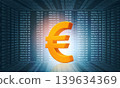 Euro sign on stock market background 139634369
