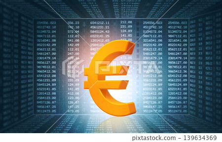 Euro sign on stock market background 139634369