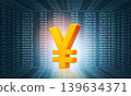yen sign on stock market background 139634371