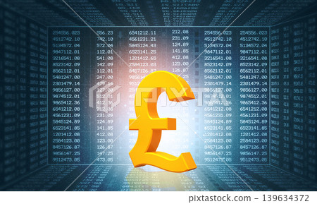 Pound sign on stock market background Pound sign on stock market background 139634372