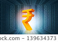 Rupee sign on stock market background 139634373