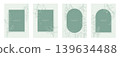 A set of framed illustrations featuring hand-drawn eucalyptus lines and a muted green botanical background. 139634488