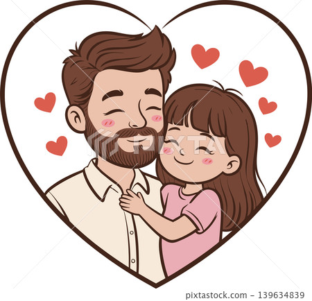 Father and Daughter Love in Heart Illustration	 139634839