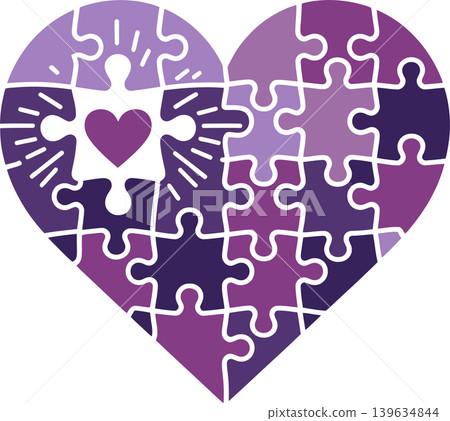 Alzheimer's Awareness Heart Puzzle Symbol Illustration	 139634844