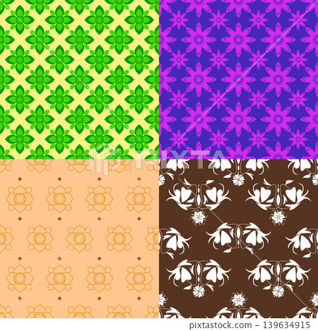 abstract flower pattern set abstract flower pattern set 139634915