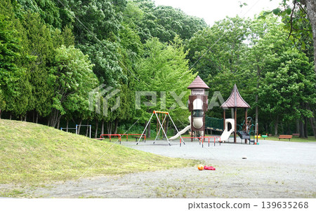空蕩蕩的公園、遊樂設施和遺失物品 空蕩蕩的公園、遊樂設施和遺失物品 139635268