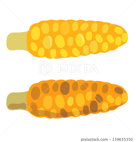 一組玉米和烤玉米的插圖。 一組玉米和烤玉米的插圖。 139635350