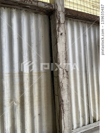 Partial Scraped Termite Mud Tubes On Wooden Post Partial Scraped Termite Mud Tubes On Wooden Post 139635487