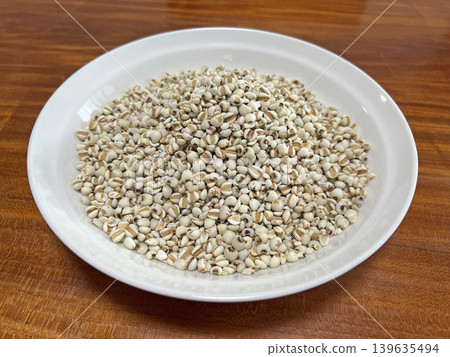 Photographs of Job's tears placed on a plate after I just bought them Photographs of Job's tears placed on a plate after I just bought them 139635494