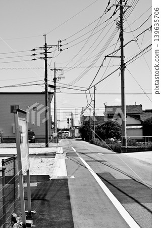 A monochrome depiction of everyday life in a Japanese residential area A monochrome depiction of everyday life in a Japanese residential area 139635706
