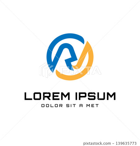 Vector initial R N letter alphabet round logo design template Vector initial R N letter alphabet round logo design template 139635773