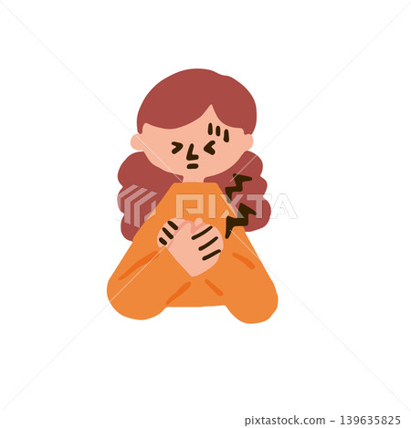 Illustration of a woman with a sore heart 139635825