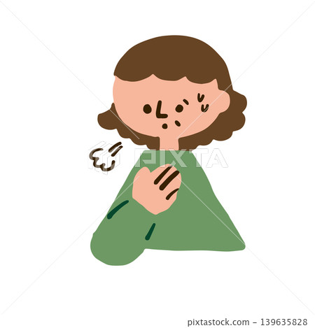Illustration of an elderly woman experiencing difficulty breathing Illustration of an elderly woman experiencing difficulty breathing 139635828