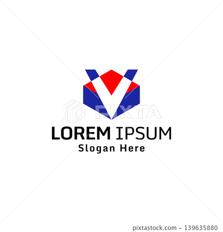 Vector geometric of letter V with box hexagon for business logo design template Vector geometric of letter V with box hexagon for business logo design template 139635880