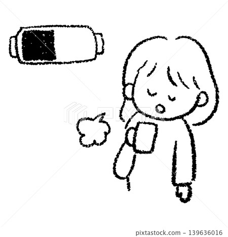 A hand-drawn illustration of a woman whose strength has been restored by a warm drink. A hand-drawn illustration of a woman whose strength has been restored by a warm drink. 139636016
