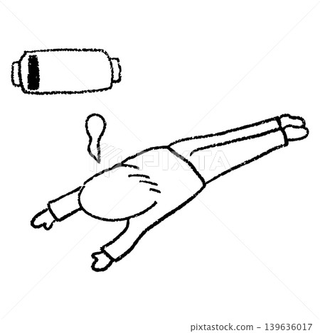 一幅手繪插圖，描繪了一位因電池耗盡而無法動彈的女子。 139636017