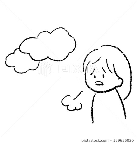 A hand-drawn illustration of a woman whose mood is gloomy due to a low-pressure system. A hand-drawn illustration of a woman whose mood is gloomy due to a low-pressure system. 139636020