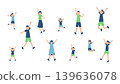 A set of illustrations of people enjoying themselves. 139636078