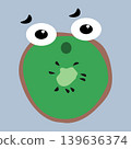 Surprised kiwi fruit sticker with shocked face cartoon character, vector illustration 139636374