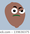 Skeptical kiwi fruit sticker with suspicious face cartoon character, vector illustration 139636375