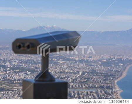 Tourist binoculars and Antalya cityscape 139636484