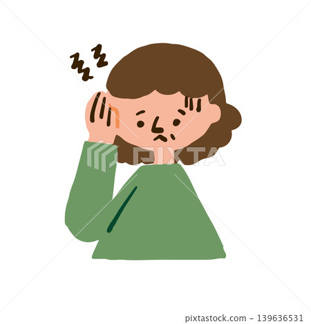 Illustration of an elderly woman suffering from a headache Illustration of an elderly woman suffering from a headache 139636531
