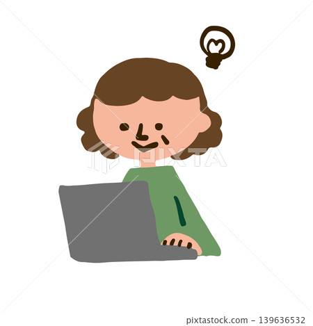Illustration of an elderly woman using a computer Illustration of an elderly woman using a computer 139636532