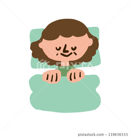 Illustration of an elderly woman sleeping Illustration of an elderly woman sleeping 139636533