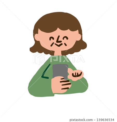 一位老年婦女使用智慧型手機的插圖 一位老年婦女使用智慧型手機的插圖 139636534