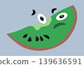 Skeptical kiwi fruit sticker with suspicious face cartoon character, vector illustration 139636591