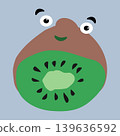 Cute smiling kiwi fruit sticker with happy friendly face cartoon character, vector illustration 139636592