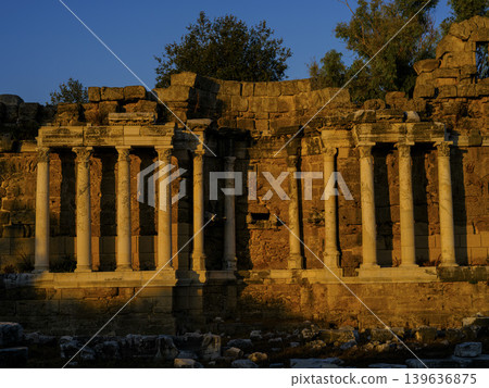 Roman and Greek era city ruins at sunset Roman and Greek era city ruins at sunset 139636875
