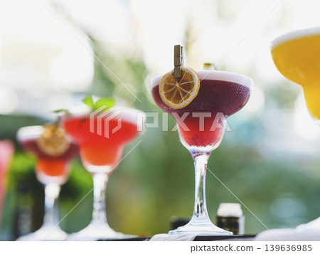 colorful cocktails at a celebration colorful cocktails at a celebration 139636985