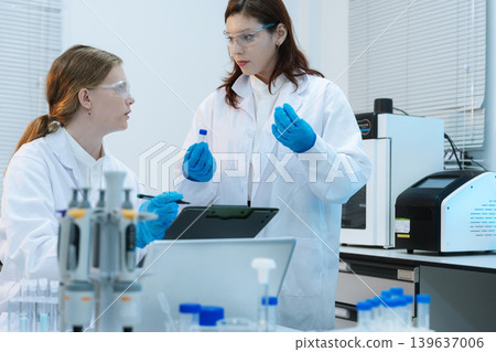 Medical test vaccine research and development concept. Medical test vaccine research and development concept. 139637006