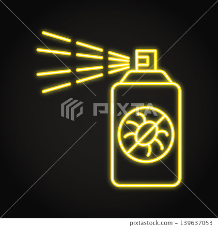 Bug spray, insect repellent neon icon 139637053