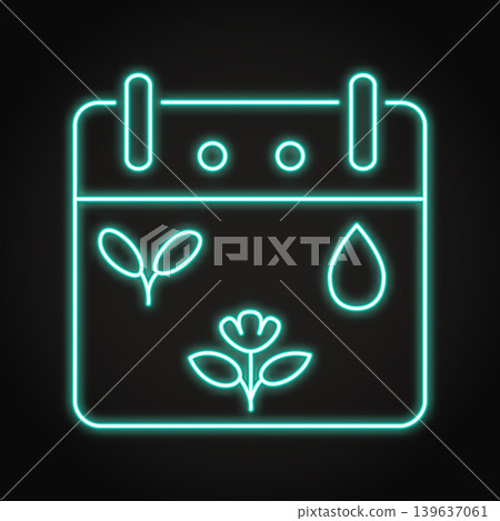 Plant care schedule neon icon Plant care schedule neon icon 139637061