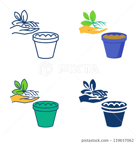 Plant repotting icon set Plant repotting icon set 139637062