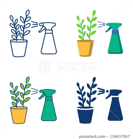 Plant spraying icon set Plant spraying icon set 139637067